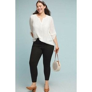 Anthropologie Pilcro High-Rise Black Denim Ankle Leggings Plus Size 26W